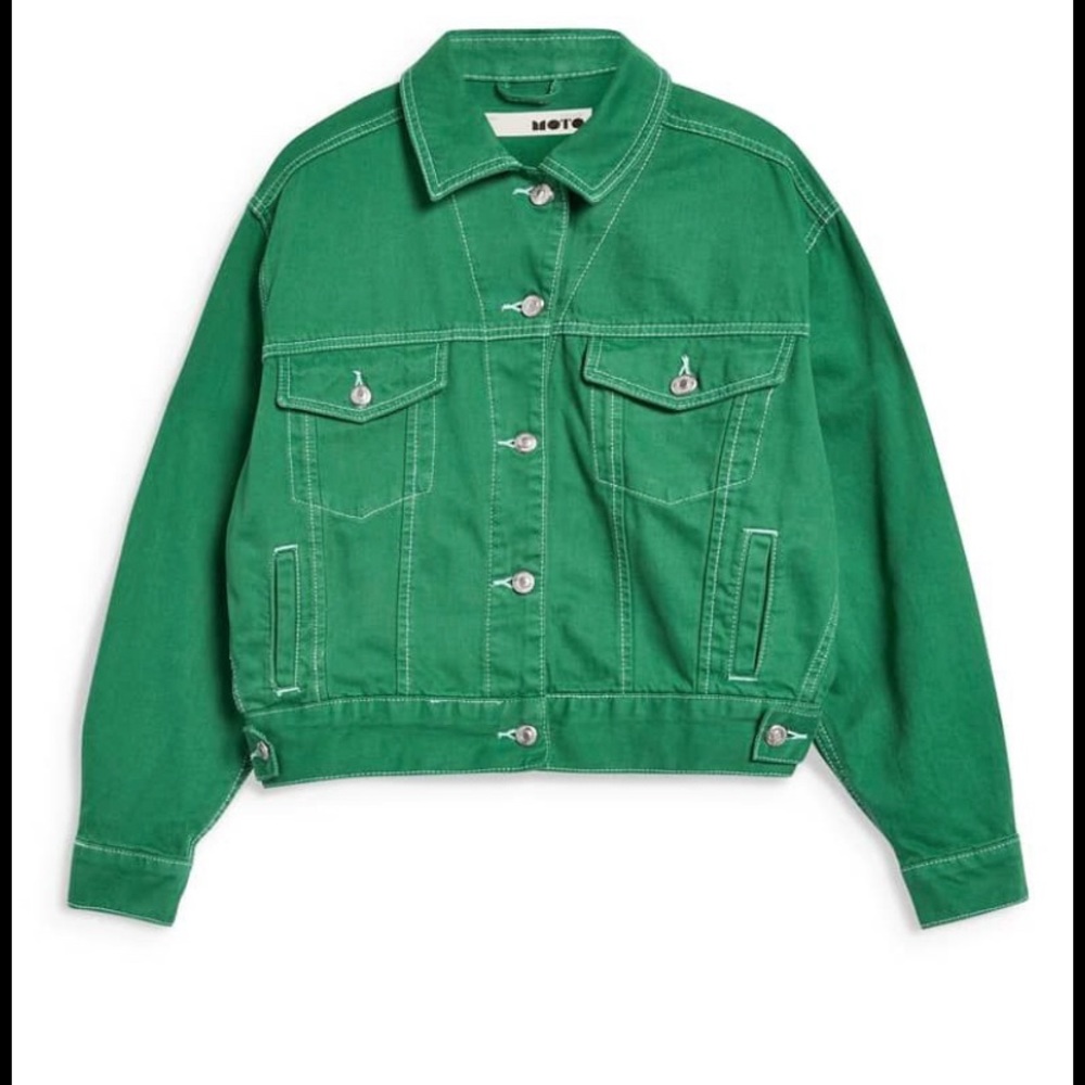 Topshop green denim jacket NWOT